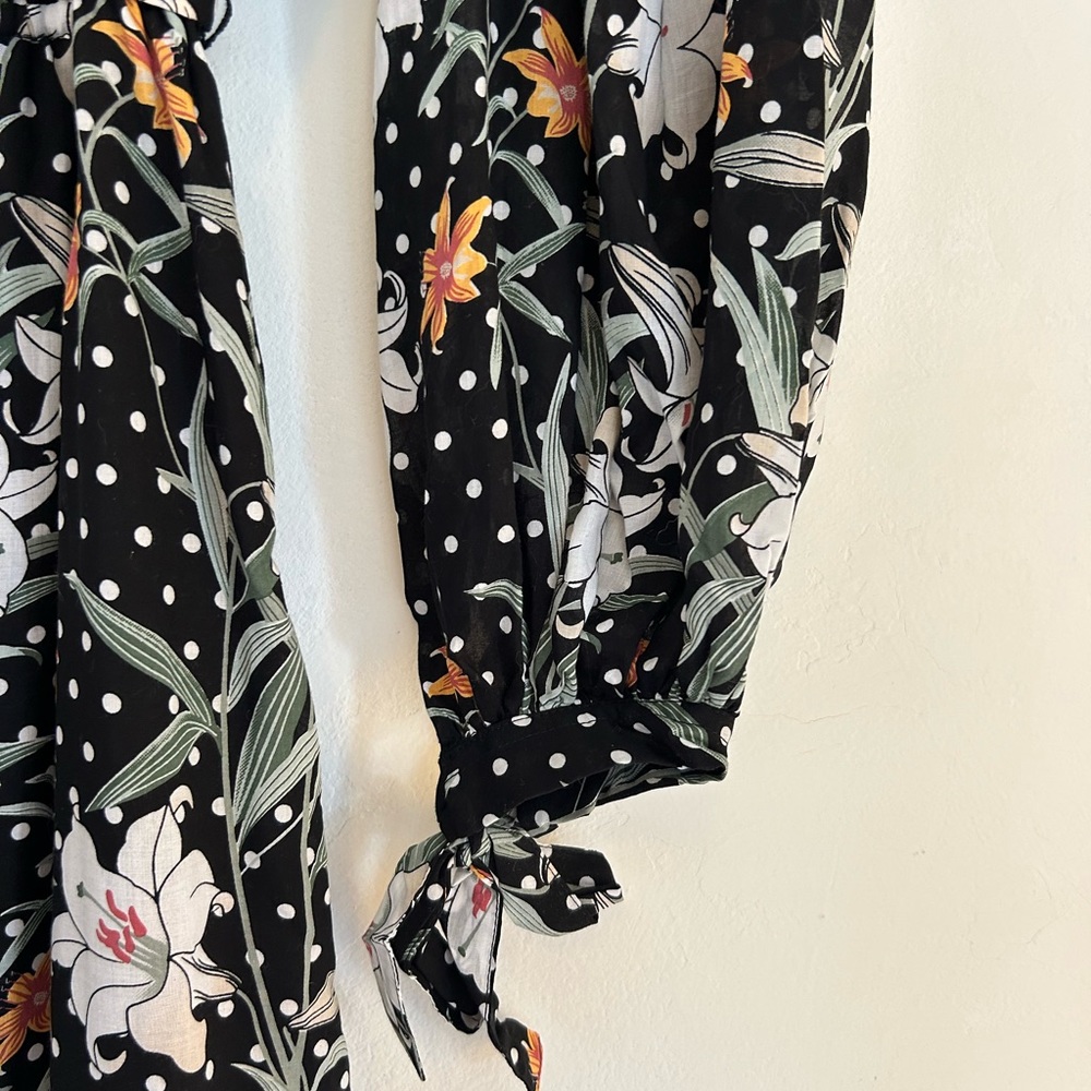 🌺 NWT MLM LABEL One Shoulder Dress Midi Sonata Black Floral Asteria Collection - Picture 4 of 9